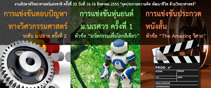 16-18 สิงหาคม 2555 คณะวิศวกรรมศาสตร์ร่วมกับงานสัปดาห์วิทยาศาสตร์ จัดการแข่งขัน 3 รายการ คือ ตอบปัญหาทางวิศวกรรมศาสตร์/แข่งขันหุ่นยนต์/ประกวดหนังสั้น
